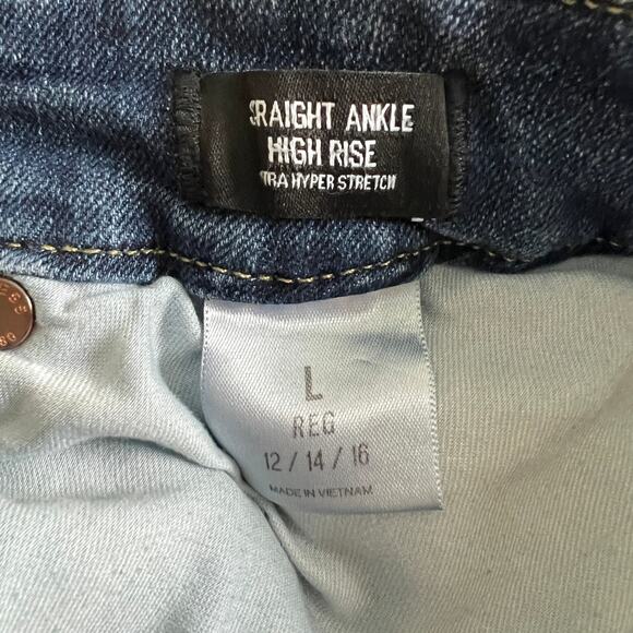 Express Straight Ankle High Rise Jeans Women's L 12/14/16 Ultra Hyper Stretch - Picture 6 of 7